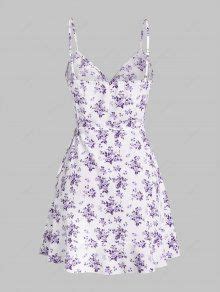 Zaful Ditsy Floral Ruffles Cami Wrap Mini Dress In Light Purple Zaful