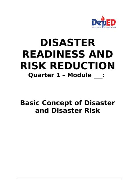 Module Q1 W1 Drrr With Title Page Final Copy Disaster Readiness And