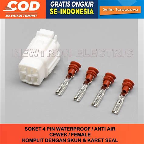 Jual SOKET KONEKTOR KABEL ANTI AIR 4 PIN FEMALE SOCKET WATERPROOF