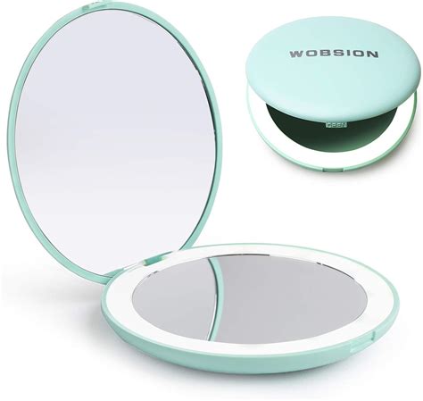 Wobsion Led Lighted Travel Makeup Mirror X X Magnification Compact