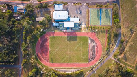 Premium Photo | Aerial view of soccer stadium