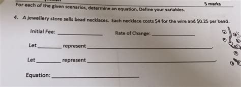 Solved 5 Marks For Each Of The Given Scenarios Determine An Equation