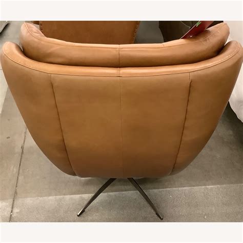 Pottery Barn Wells Leather Swivel Armchair Aptdeco