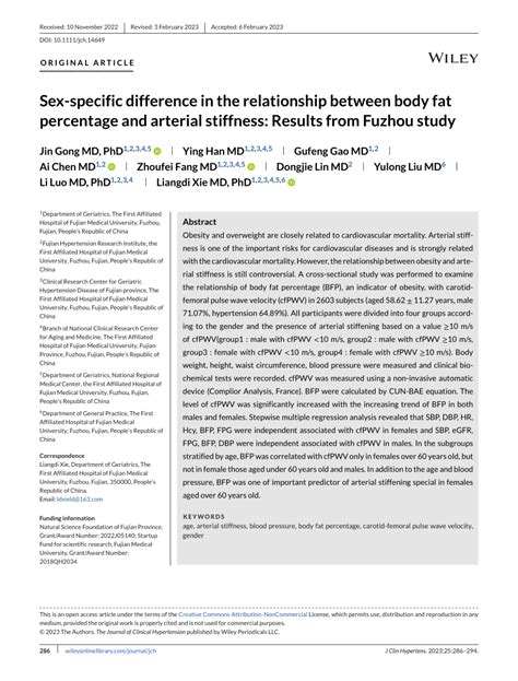 PDF Sex Specific Difference In The Relationship Between Body Fat