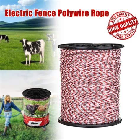 500m Coiled Wire Poly Rope Electric Fence Rope Red And White Strip