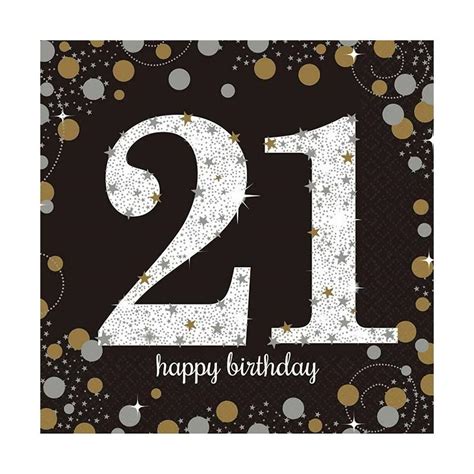 Sparkling Black 21st Birthday Napkins Nz The Party Room