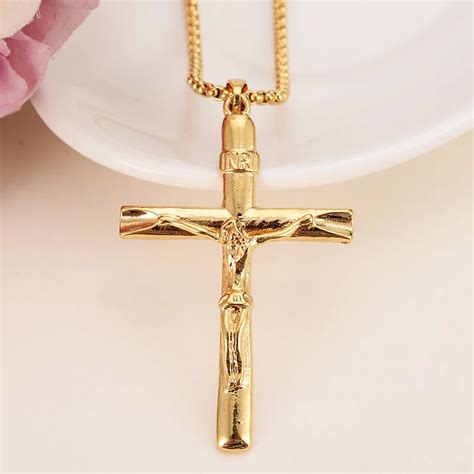 Big Men Cross Necklace Pendant Women Inri Juses Crucifix Christianity