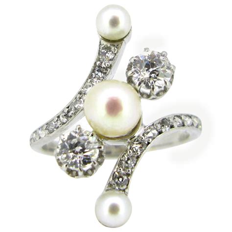 Tiffany And Co Pearl Diamond Platinum 18 Karat Gold Belle Epoque