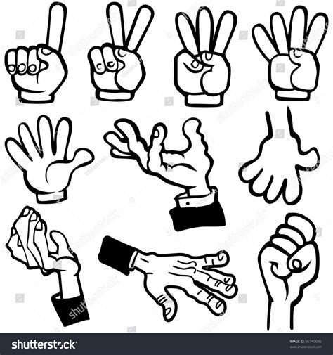 Vector Hands In Different Poses. - 56740036 : Shutterstock