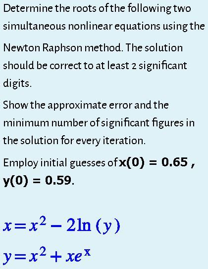 Solved Determine The Roots Ofthe Following Two Simultaneous