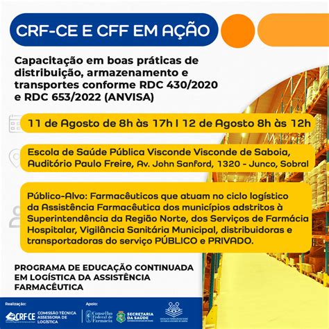 CRF CE CFF COPAF SESA promovem Capacitação em Boas Práticas de