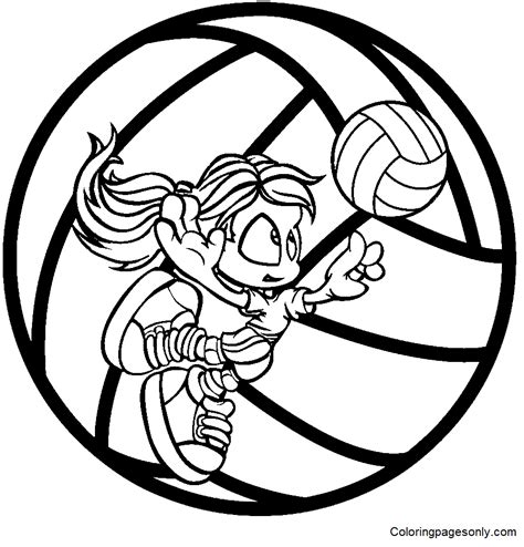 52 páginas para colorear de voleibol ColoringPagesOnly