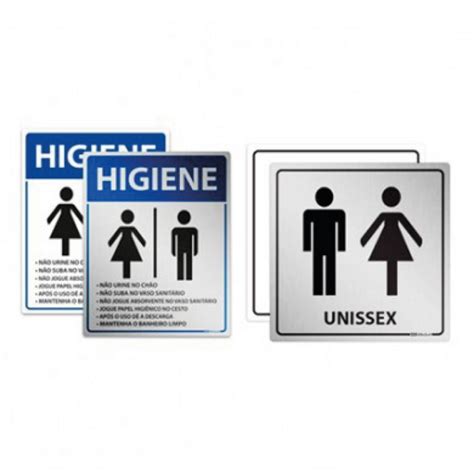 Kit Placas Para Banheiro Unissex Afixgraf