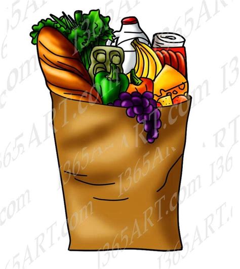 Grocery Paper Bag Clipart Grocery Clip art Digital Stamp | Etsy