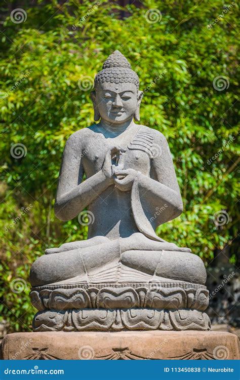 Monument Of Buddha Praying In The Garden Stock Photo Image Of