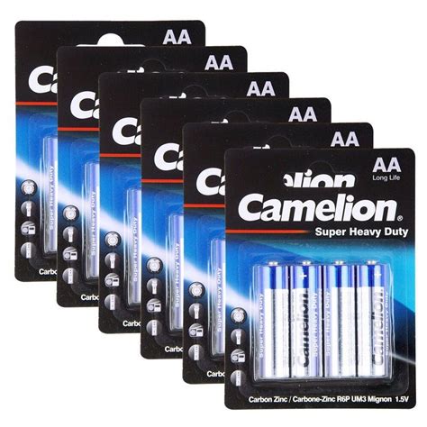 6x 4pc Camelion Super Heavy Duty Aa 15v Battery Carbon Zinc R6p Power Batteries Big W