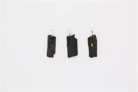 Raw Black Tourmaline Pendant Craft Supplies Jewelry Making Etsy