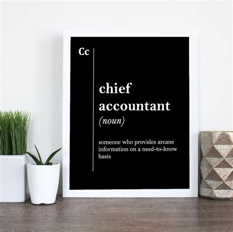 Chief Accountant T Accountant Wall Art Accountant Office Etsy