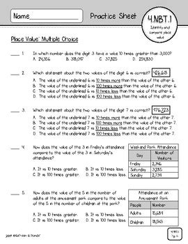 Nbt Nbt Place Value Number Forms Compare Numbers Practice