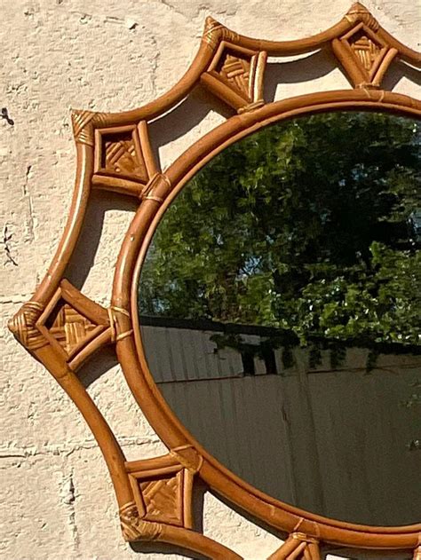 Vintage Coastal Scalloped Rattan Wall Mirror For Sale At 1stdibs