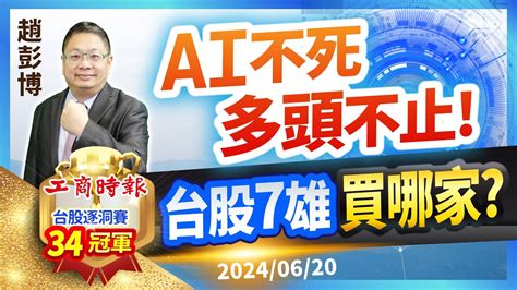 台股大盤連續8天創歷史新高台股7雄有那2家大資金繼續買超？︱選股冠軍演練漲停8招，提前分享3檔飆股 趙彭博 20240620