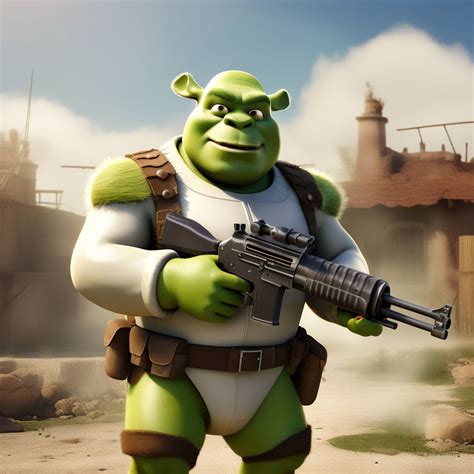 Shrek aiming a gun with a deport suit by Ruy Camilo Huerta Sánchez ...