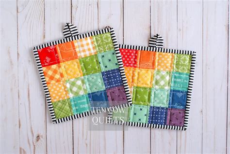 Basic Hot Pad Pattern Quilted Potholder Basic Beginner Quick Easy Gift First Sewing