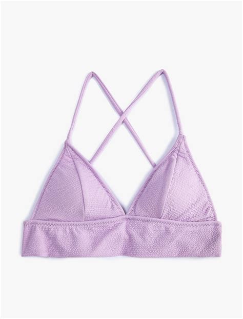 Mor Kadın Bikini Üstü Bralet Çapraz Askılı Kaplı SAK BM Koton