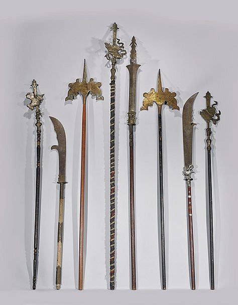 Eight Vintageantique Chinese Weapons Collection Of Eight Various