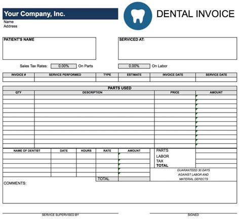 Dental Invoice Excelxo