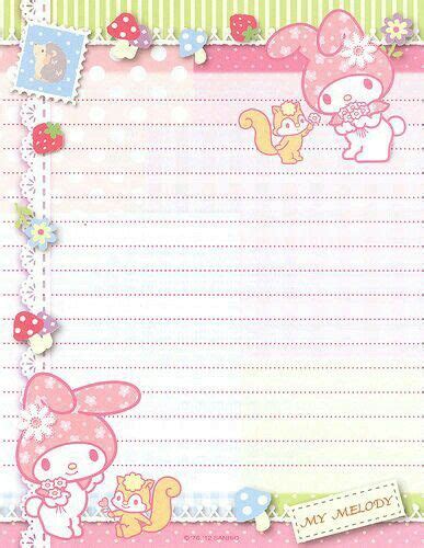 My Melody Printable Scrapbook Paper Letter Paper My Melody