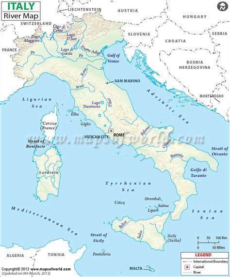 Rivers in Italy Map | Italy Rivers Map