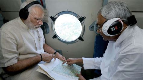 Pm Modi Conducts Aerial Survey Of Flood Hit Districts In Bihar India Tv