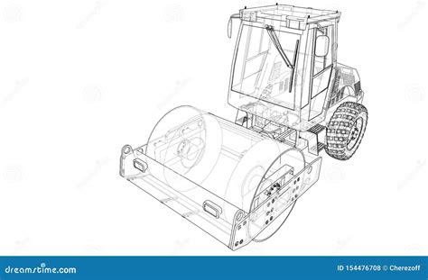 M Quina De La Construcci N Vector Del Compresor Del Asfalto Ilustraci N