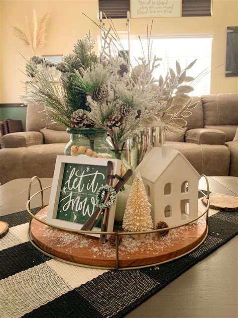 Christmas Centerpiece Neutral Christmas Decor Winter Themed Christmas