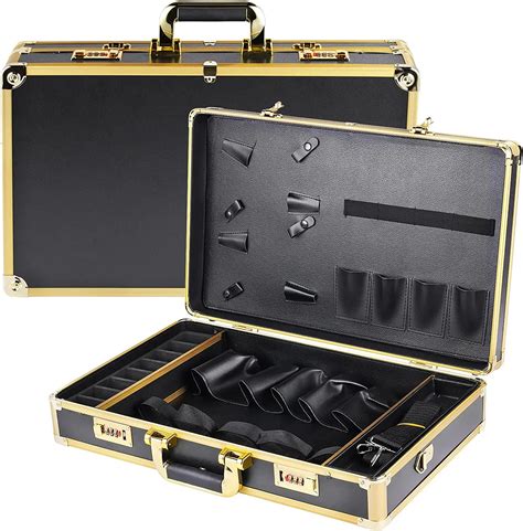 Gold Aluminum Barber Case Professional Stylist Tool Box Salon Hair