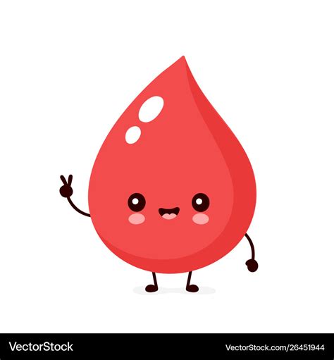 Cute happy smiling blood drop Royalty Free Vector Image