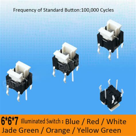 LED Illuminated Switch Momentary Push Button Tactile SPST Micro PCB 6 X