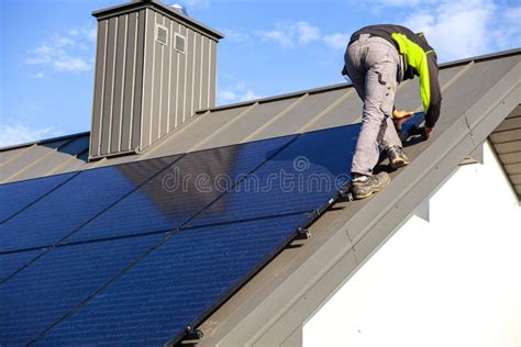 Installation of Photovoltaic Installation. Solar Panel. Stock Photo ...