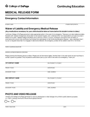 Fillable Online MEDICAL EMERGENCY AUTHORIZATION RELEASE Fax