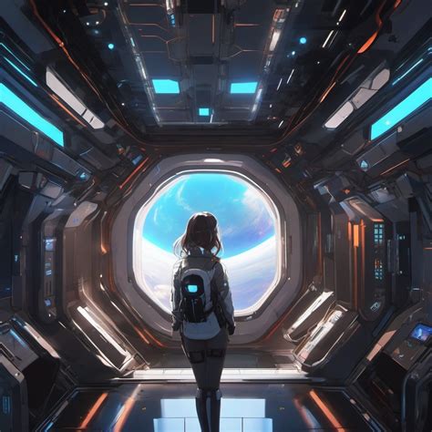 Sci-fi Anime Girl In A High-tech Space Station. , Aesthetic