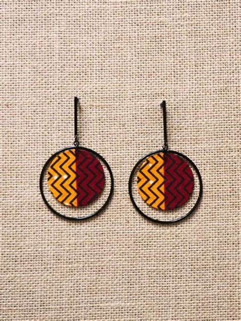 Boucles D Oreilles Sali Wax Batik Rouge Boucles D Oreilles Wax Cercl