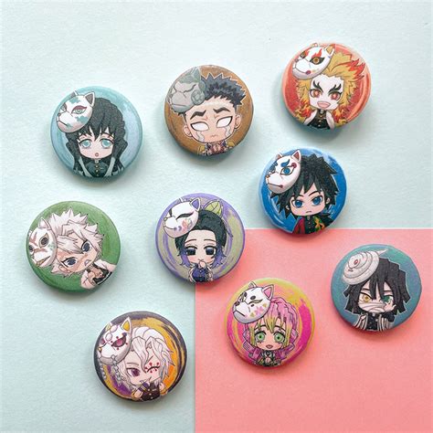 D S Pillar Japanese Anime Fan Art Button Pin Glitter Button Etsy