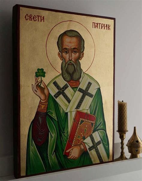 Saint St Patrick Of Ireland Hand Painted Byzantine Por Blessedmart