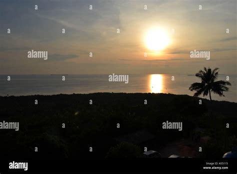 The sunset in Karimun Jawa in the north of Java Island. It has much ...