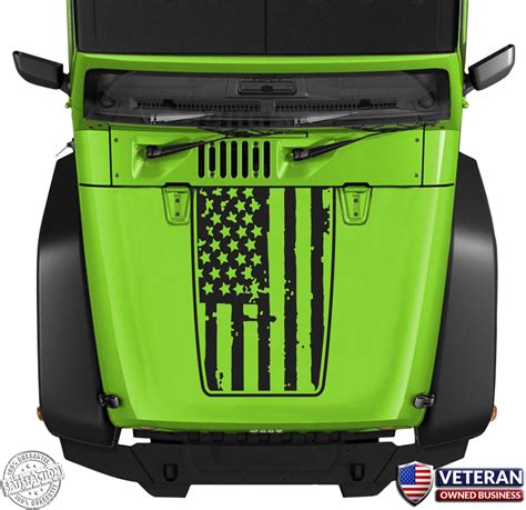 American Flag Hood Blackout Vinyl Decal Sticker fits: Jeep Wrangler JK ...