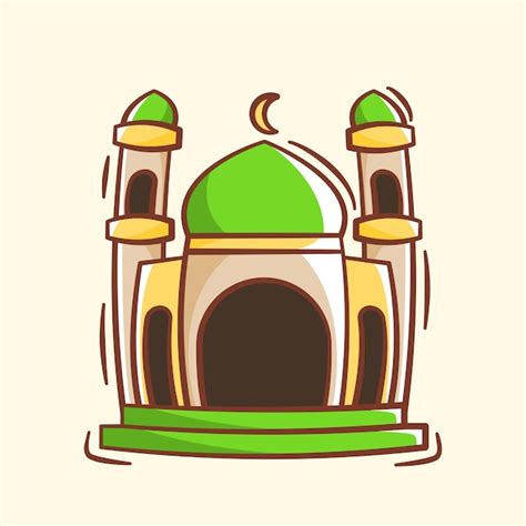 Premium Vector | Hand drawn mosque cartoon illustration