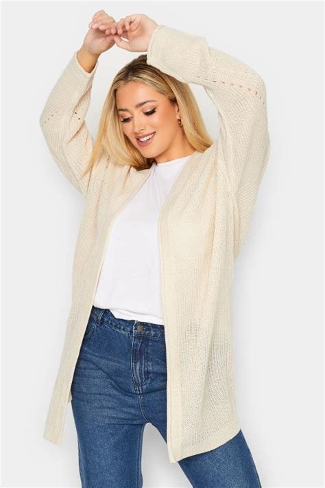 Curve Cream Pointelle Knitted Cardigan Yours Clothing