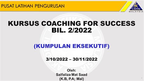 Summary Of Kursus Coaching For Success Kumpulan Eksekutif Bil