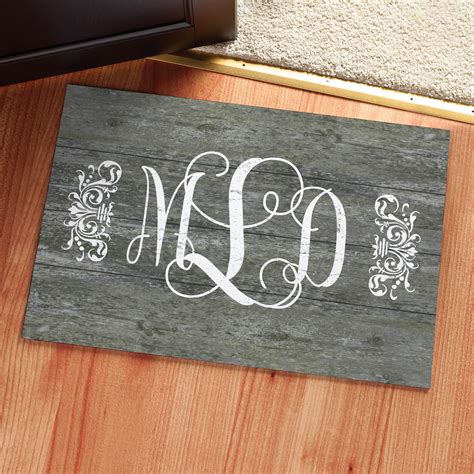 Vintage Wood Monogram Personalized Doormat | Personalized Planet